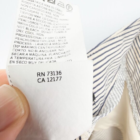 MAXMARA Slim Pinstripes Cigarette Cotton Stretch Sailor chic Navy/Ivory Pants 8 - Picture 11 of 14